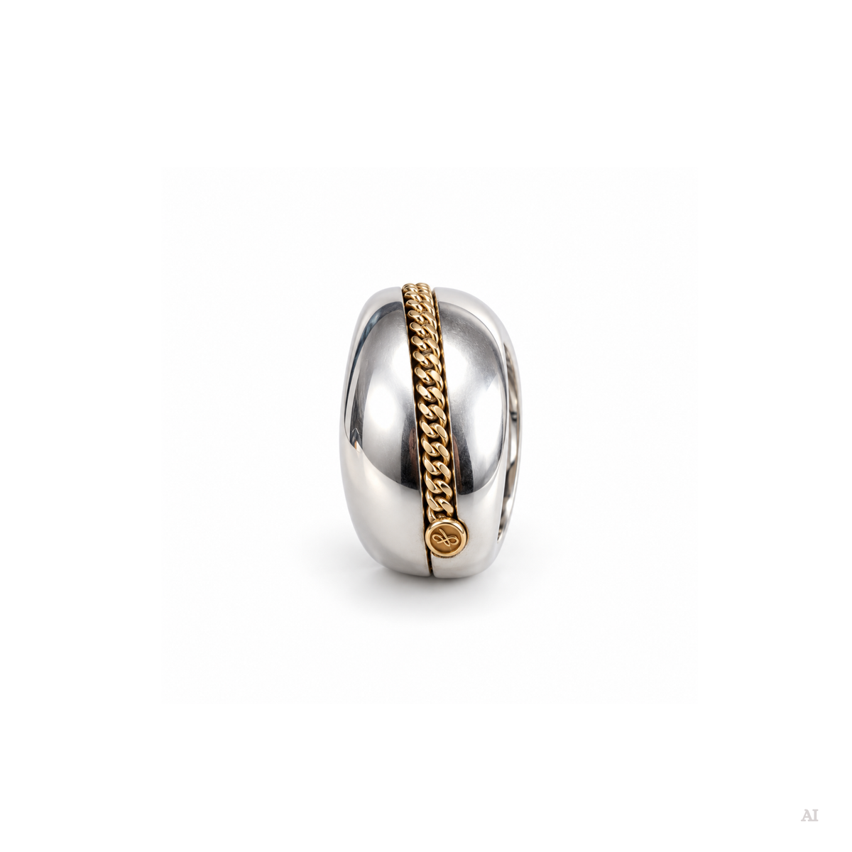 Small Chemin du Coer ring in silver and gold