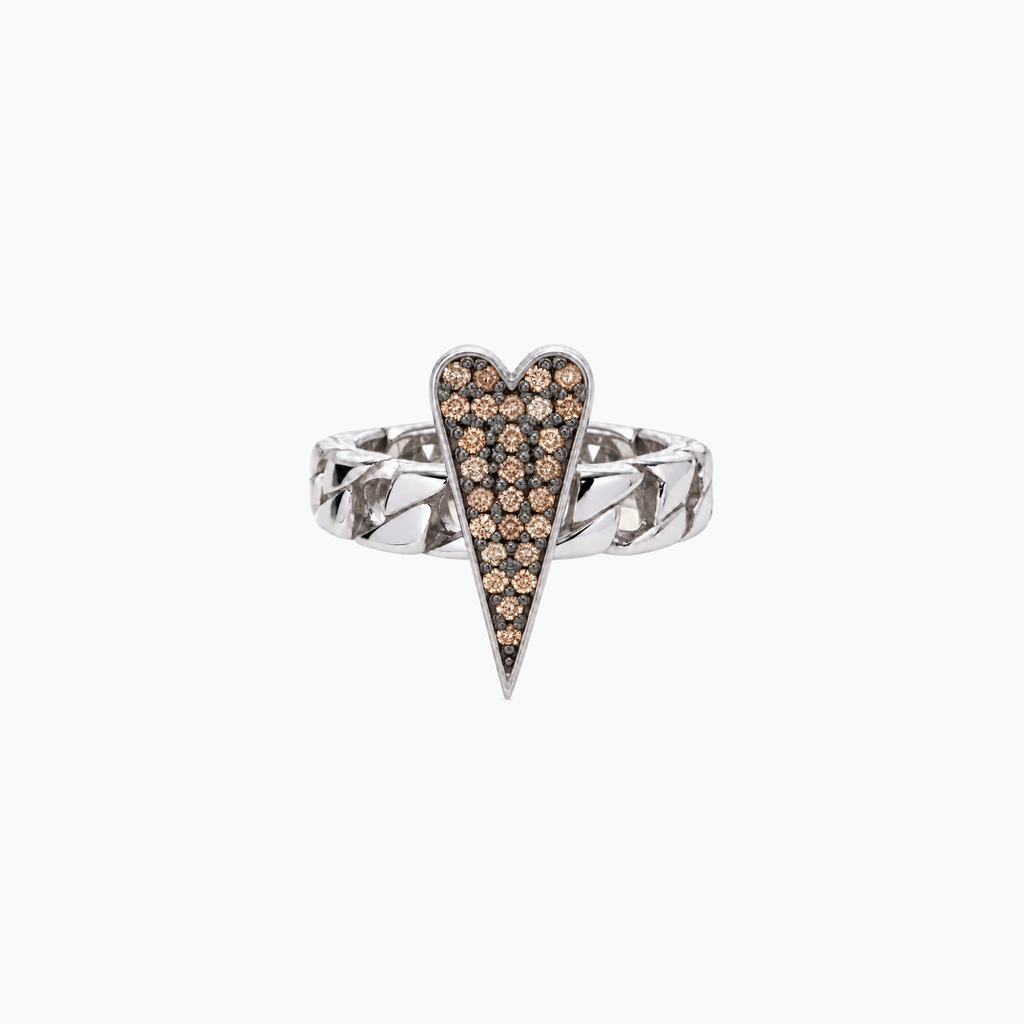 Shining Heart Ring in Silver and Diamonds