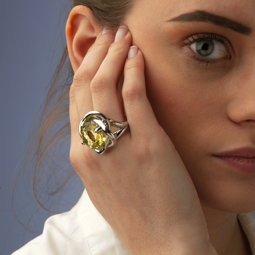 Large Love Now Ring in Silver and Natural Stone