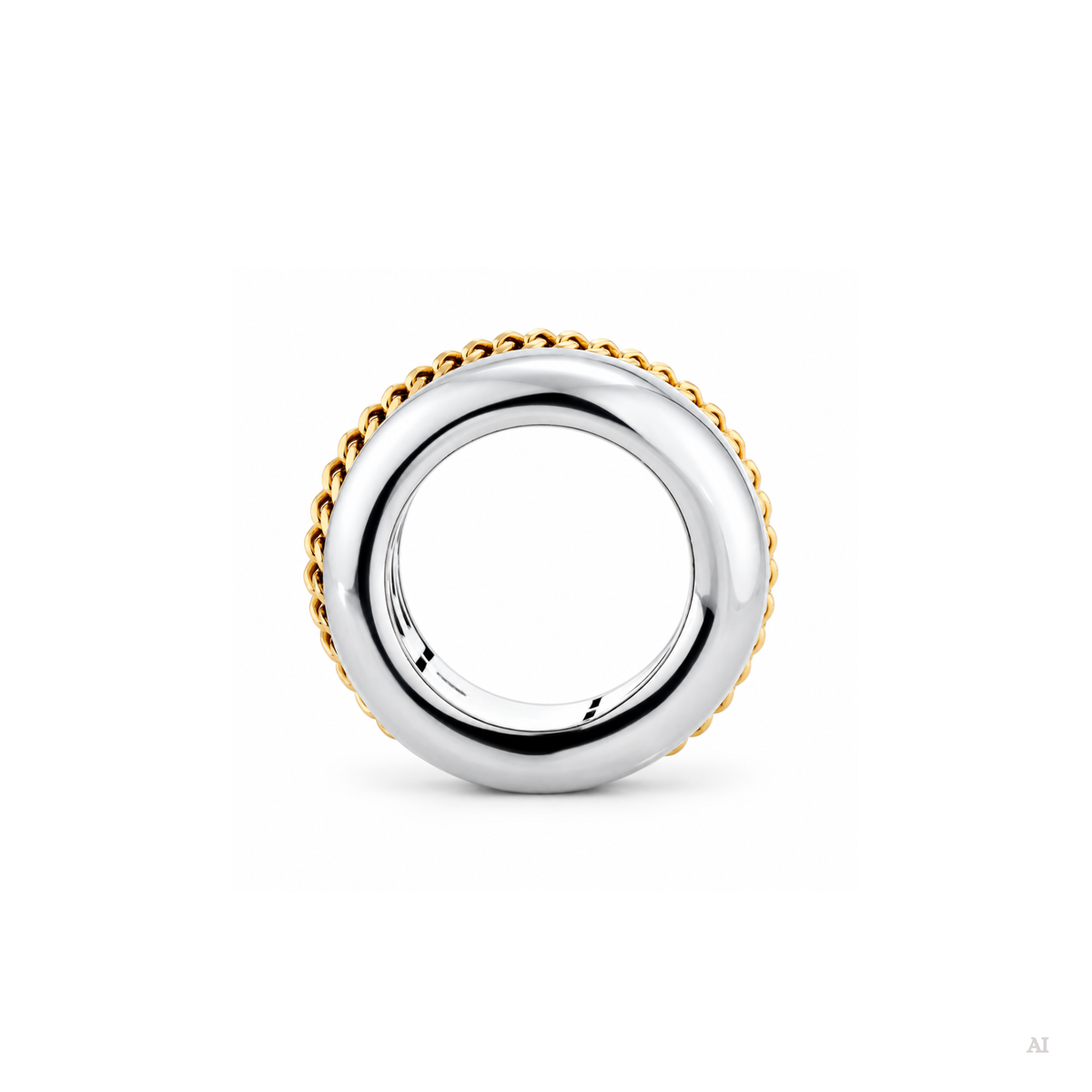 Chemin du Coer ring in silver and gold