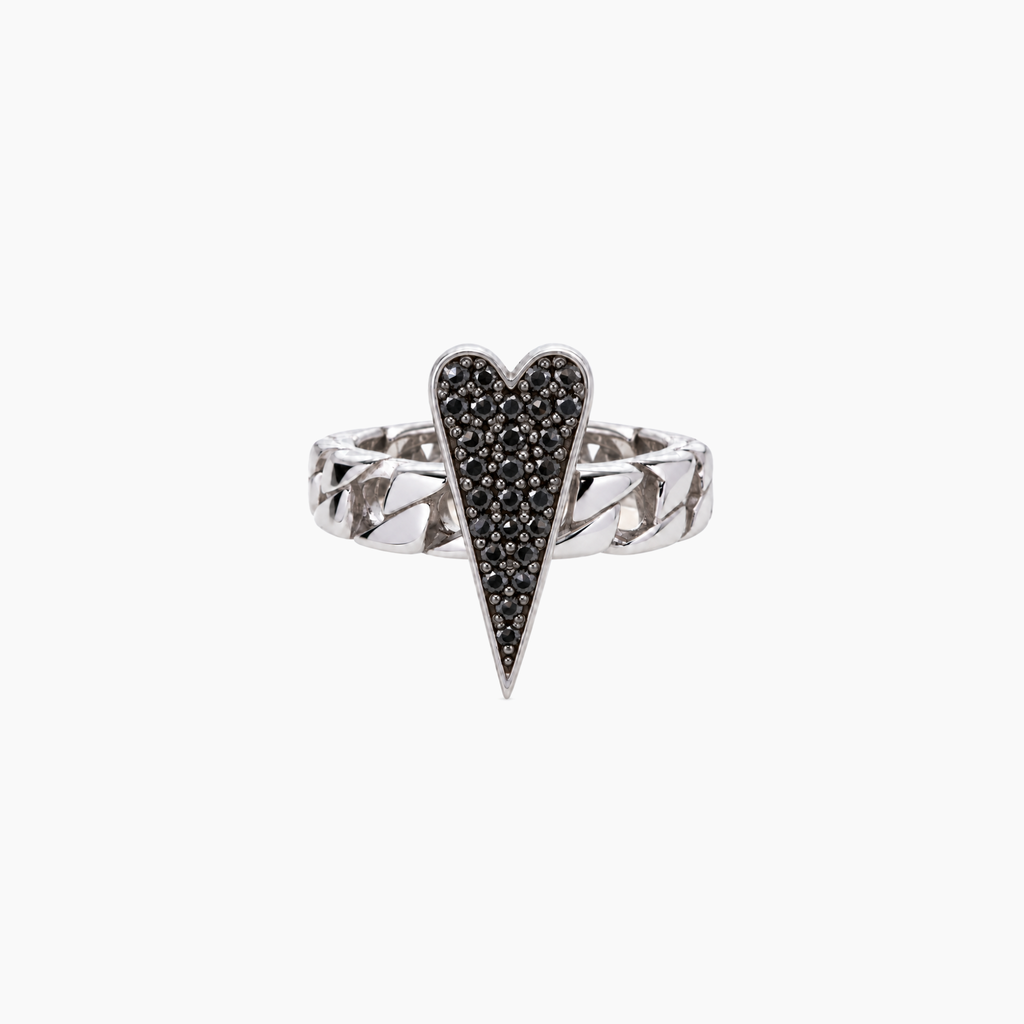 Shining Heart Ring in Silver and Diamonds