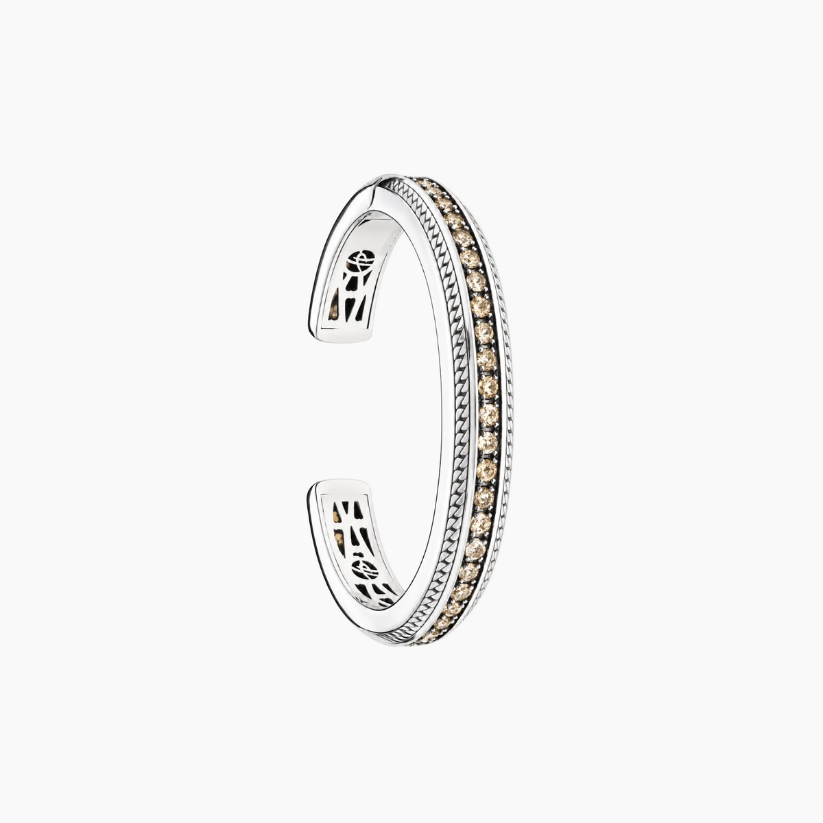 Resilience Plate Bracelet in Silver and Blue Diamonds