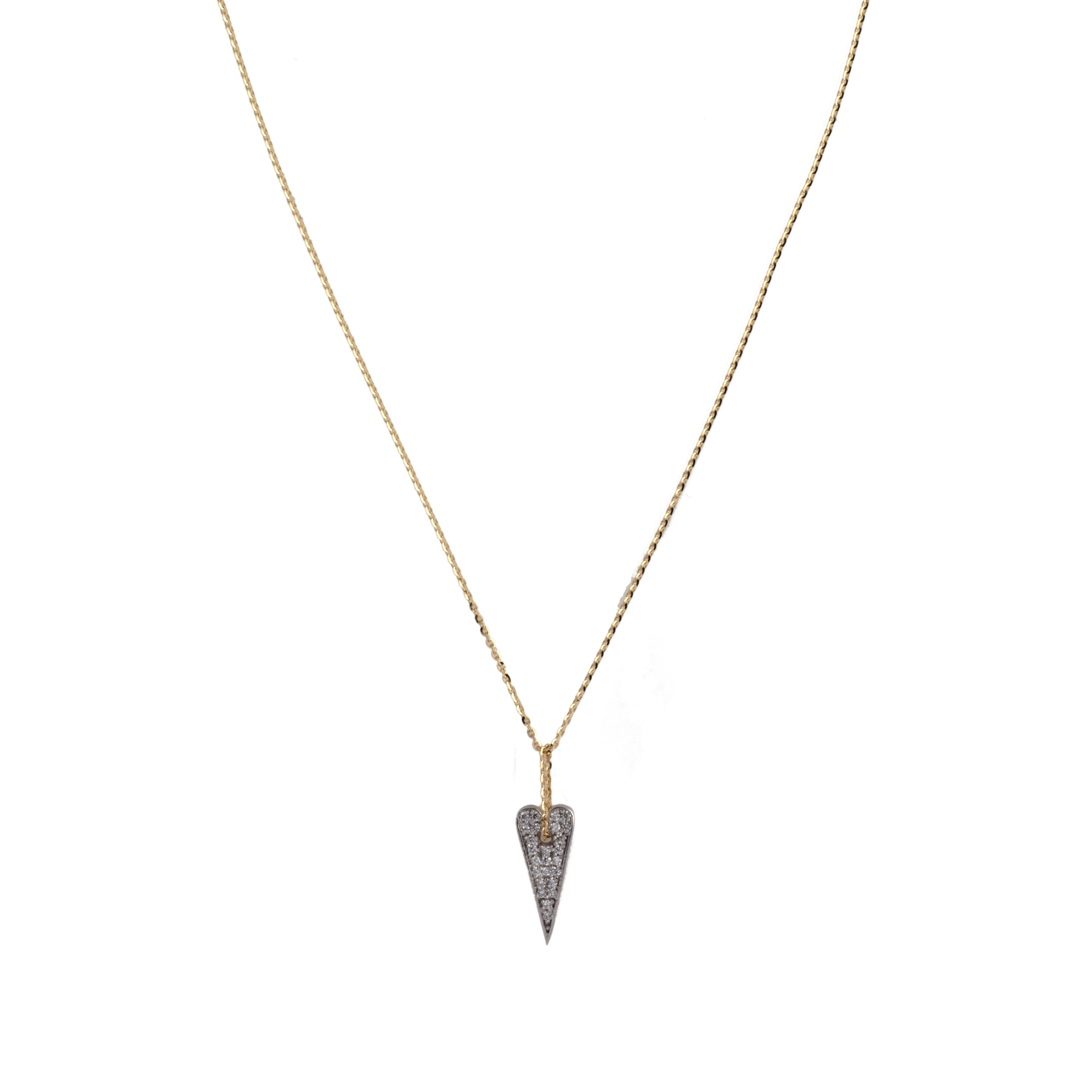 Collana Shining Heart Cuore grande in Oro Argento e Diamanti Diamanti