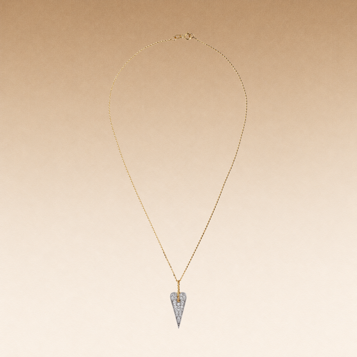 Shining Heart Necklace Large Heart in Gold, Silver and Diamonds