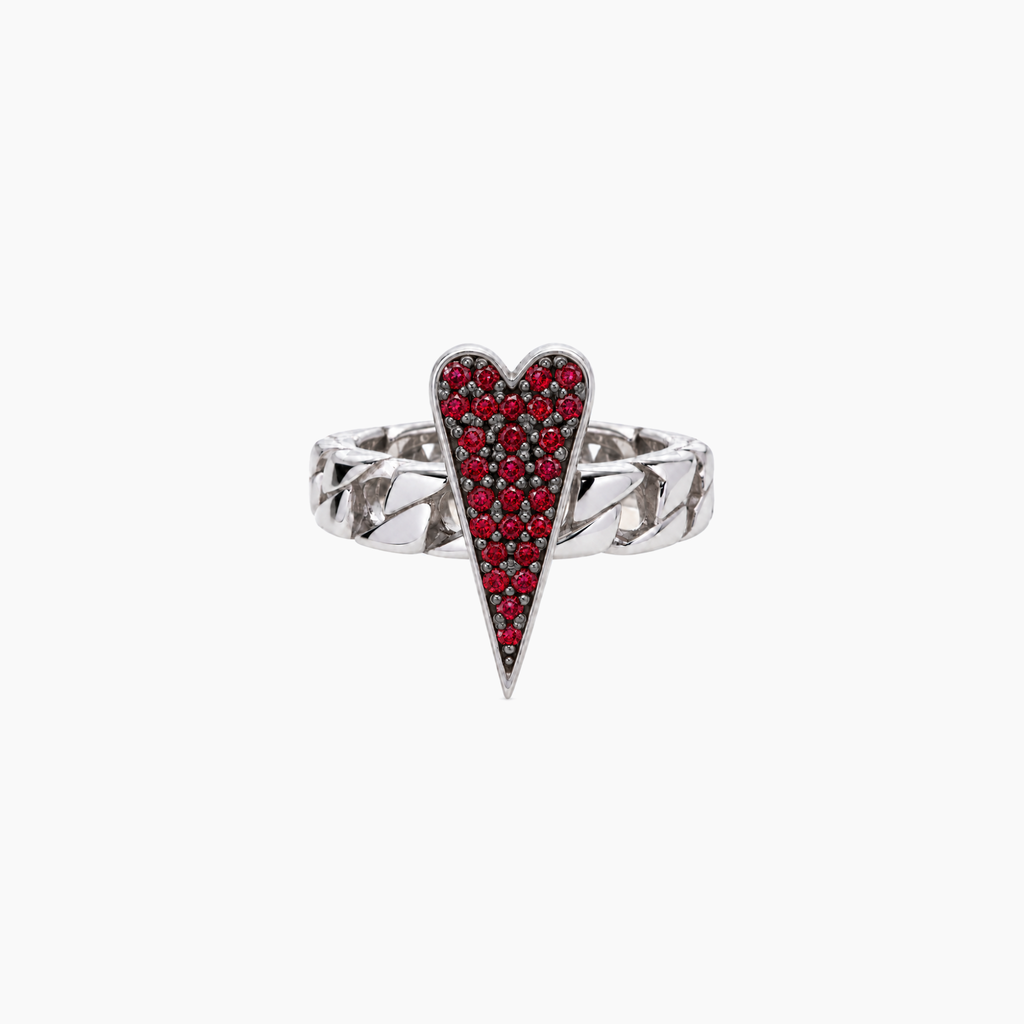 Shining Heart Ring in Silver and Diamonds