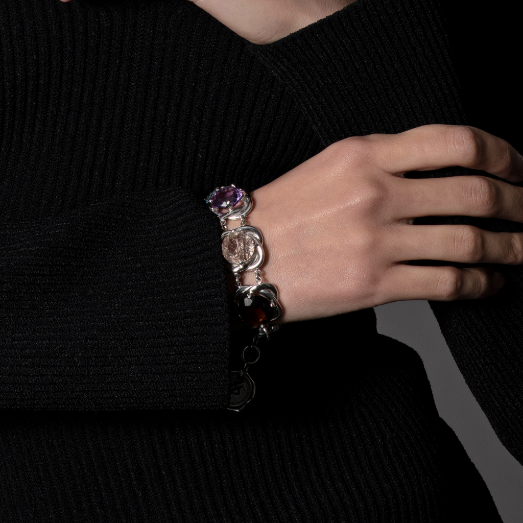 Bracciale Love Now Grande in Argento e Pietre Naturali