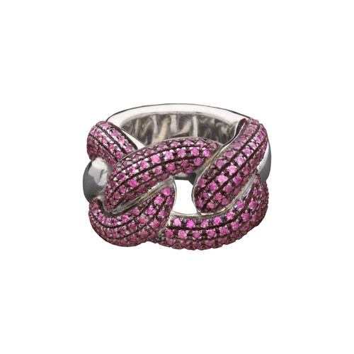Anello Glitter 3 Groumette in Argento e Rubini Rubini