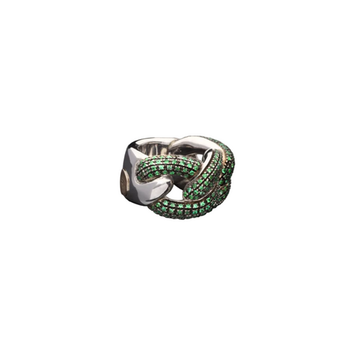 Glitter 3 Groumette Ring in Silver and Rubies