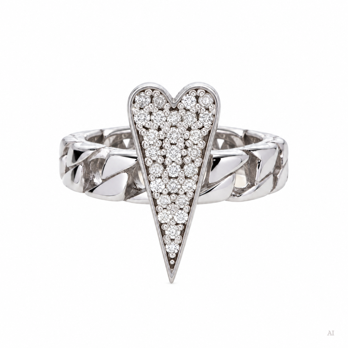 Anello Shining Heart fedina in Argento e pietre preziose