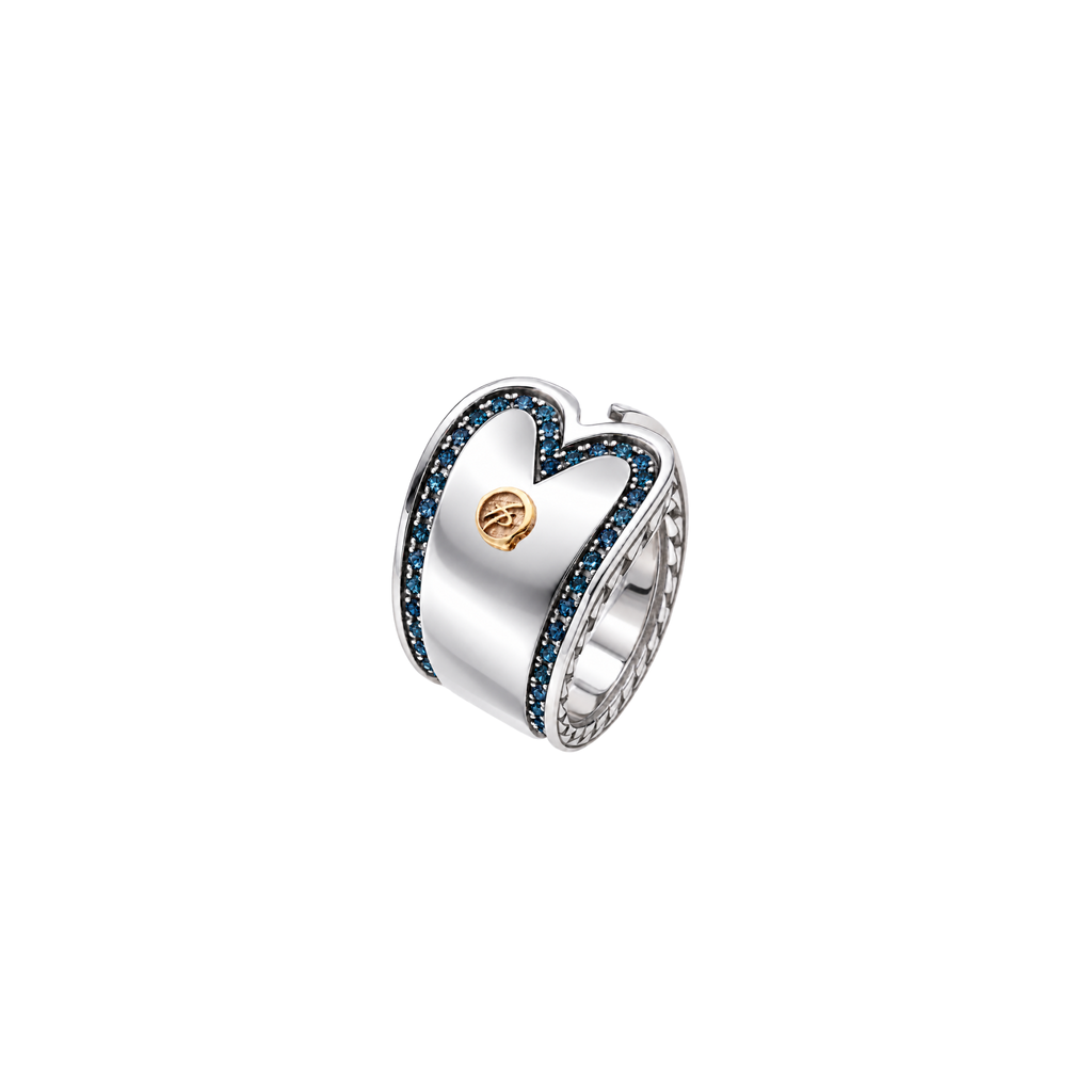 Mystic Heart Ring in Silver and Natural Stone