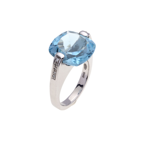 Anello Glitter Drops sottile in Argento Diamanti e Pietra NaturaleTopazio