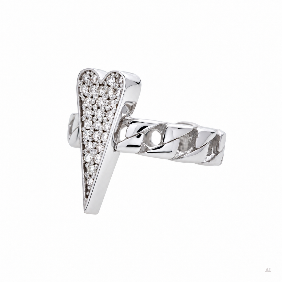 Anello Shining Heart fedina in Argento e pietre preziose