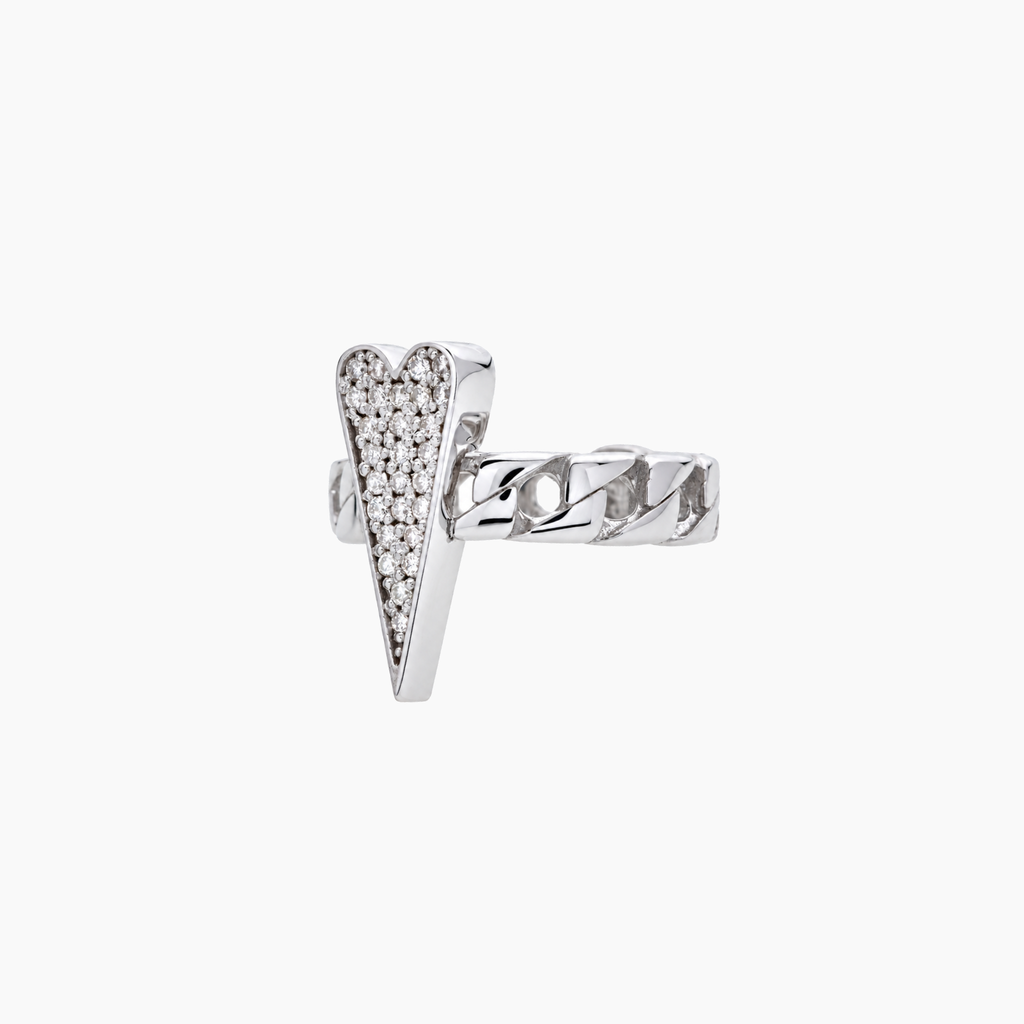 Shining Heart Ring in Silver and Diamonds