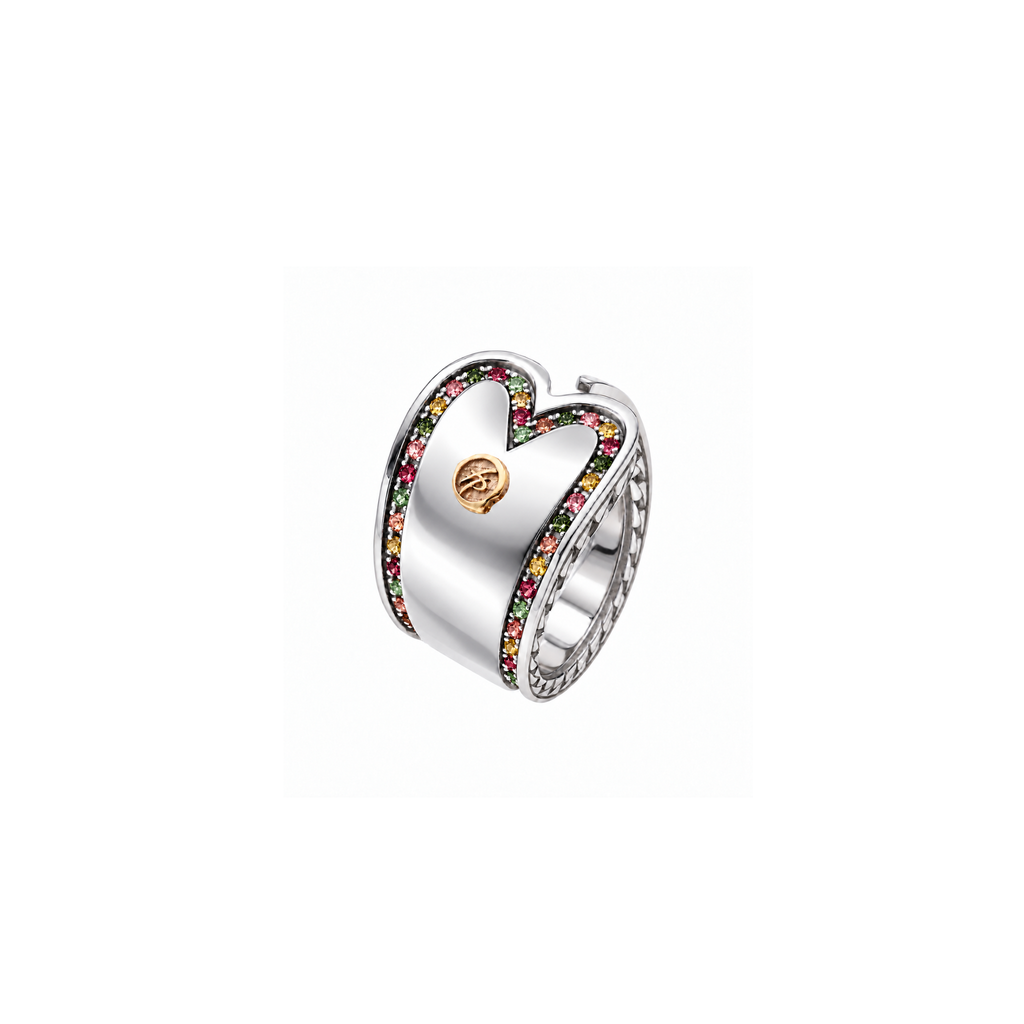 Mystic Heart Ring in Silver and Natural Stone