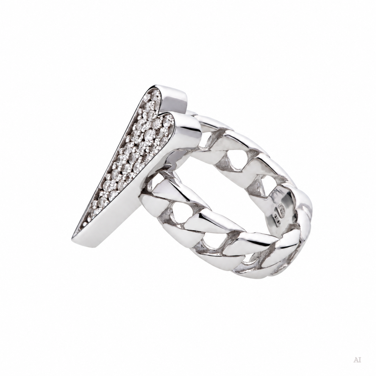 Anello Shining Heart fedina in Argento e pietre preziose