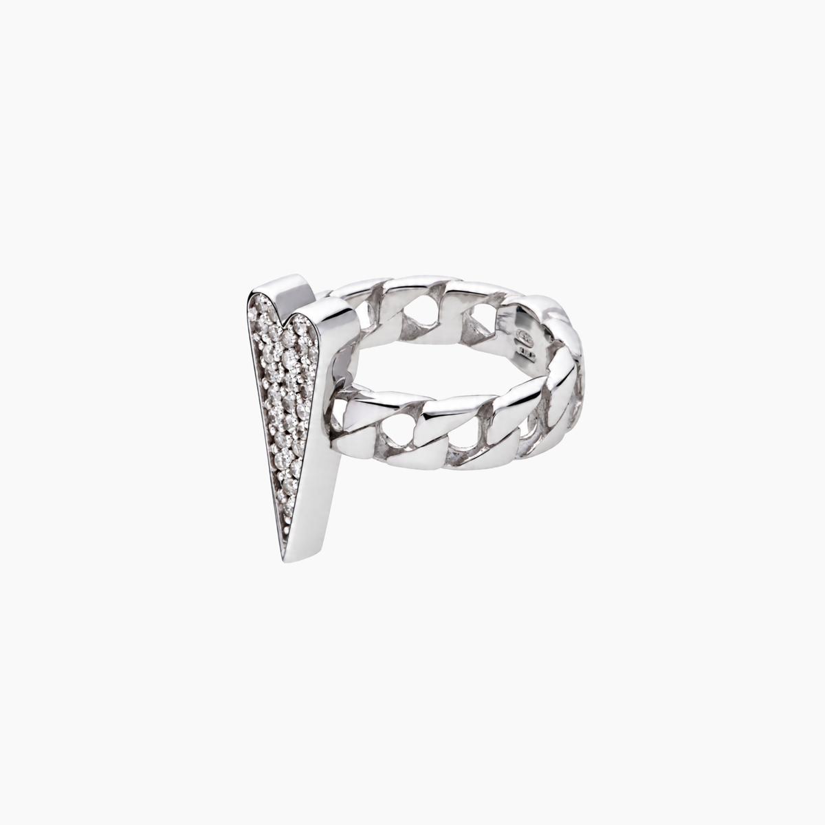 Shining Heart Ring in Silver and Diamonds
