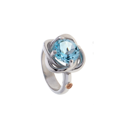 Anello Love Now piccolo in Argento e Pietra Naturale Quarzo Fumè