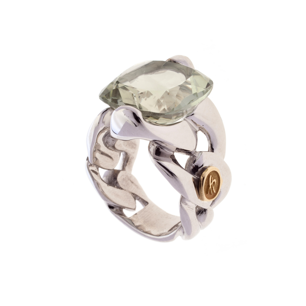 Medium Love Forever Ring in Silver and Natural Stone