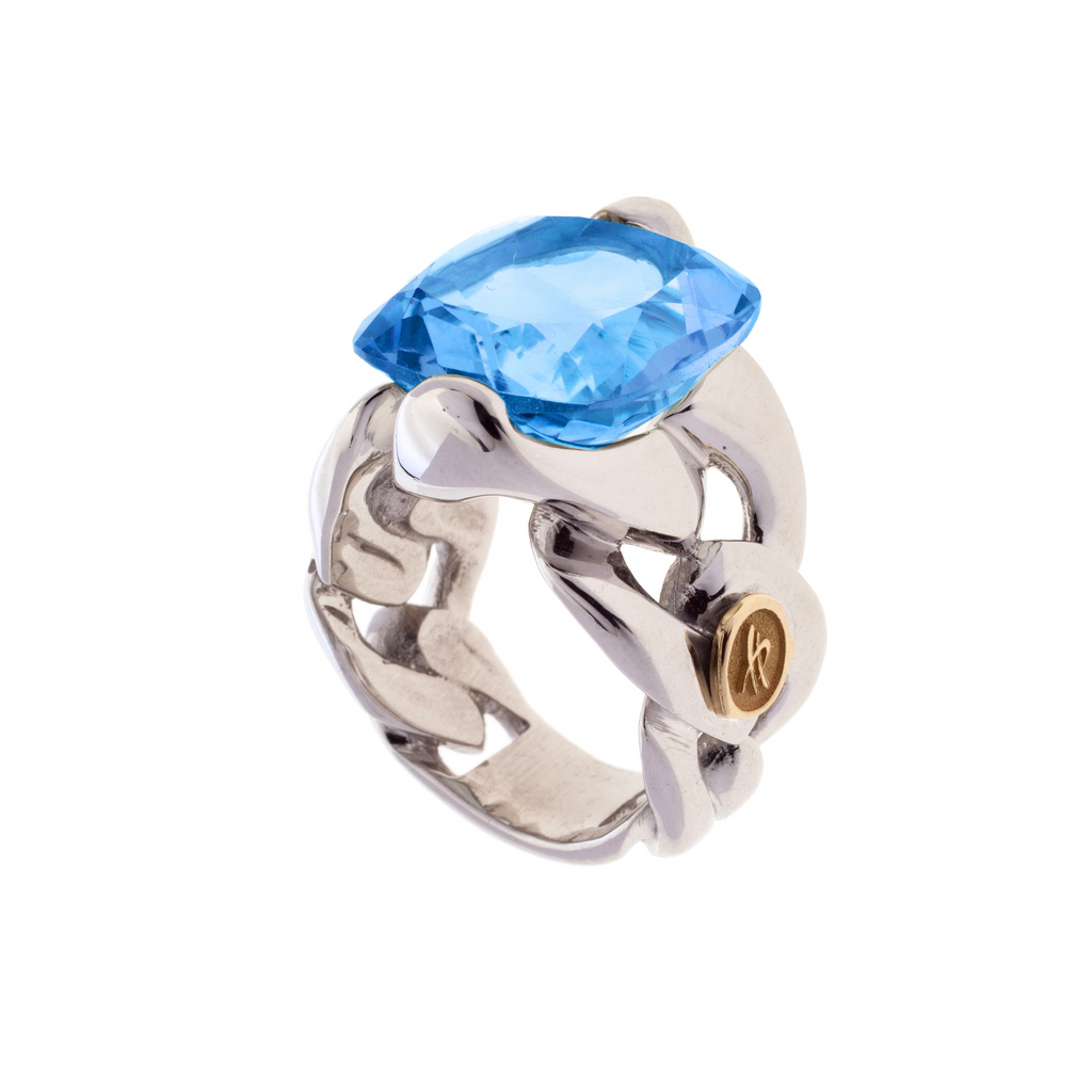 Medium Love Forever Ring in Silver and Natural Stone