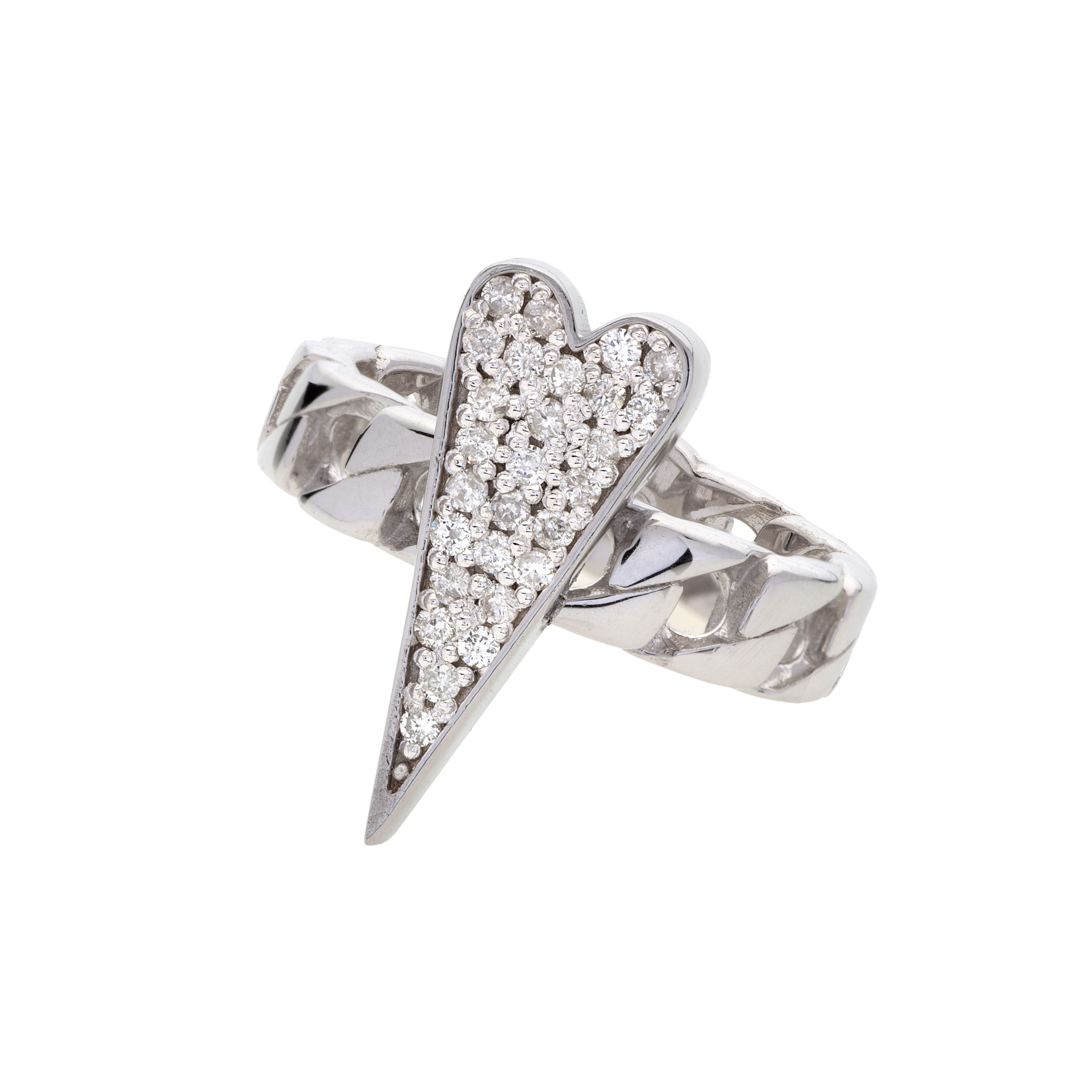 Anello Shining Heart fedina in Argento e Diamanti