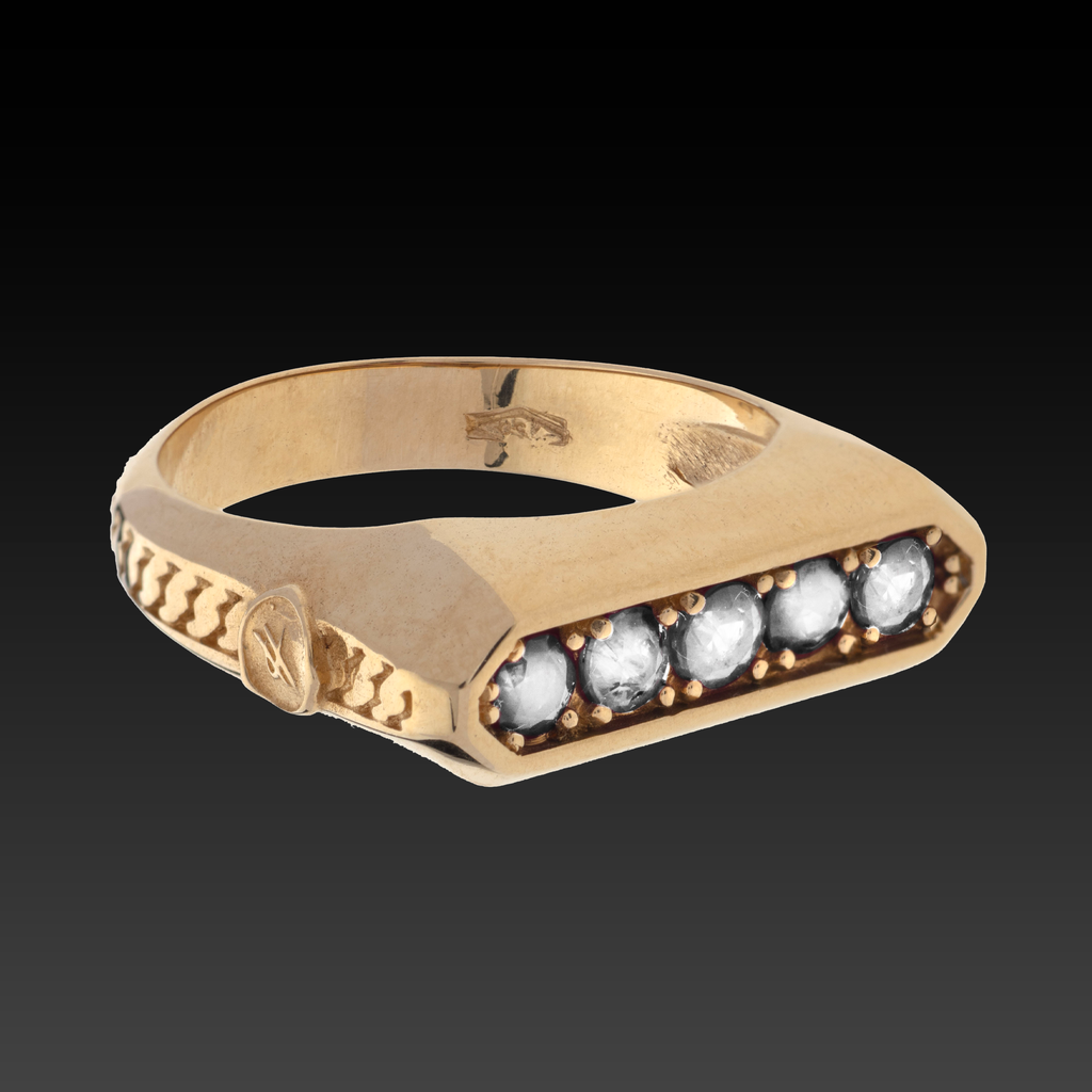 Anello Respect 5 pietre in Oro e Rubini