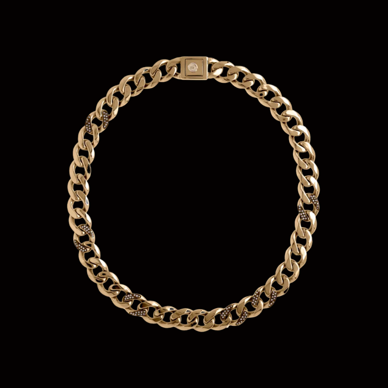 Collana Cordino Cubano In Acciaio Placcato Oro - Catena Franco Collana Cordino Cubano In Acciaio Placcato Oro - Catena Franco
