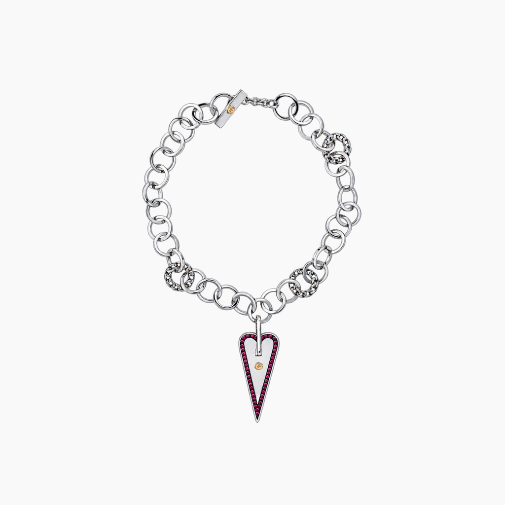 Collana Mystic Heart Cuore grande in Argento e Pietre Naturali