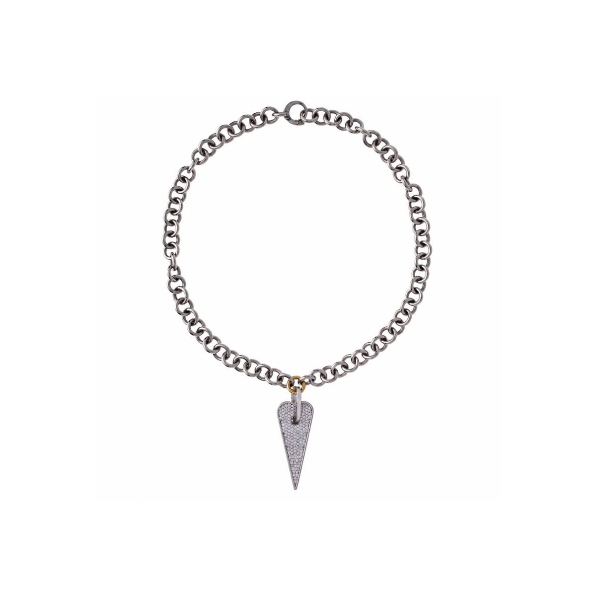Shining Heart Necklace in Silver and Diamonds