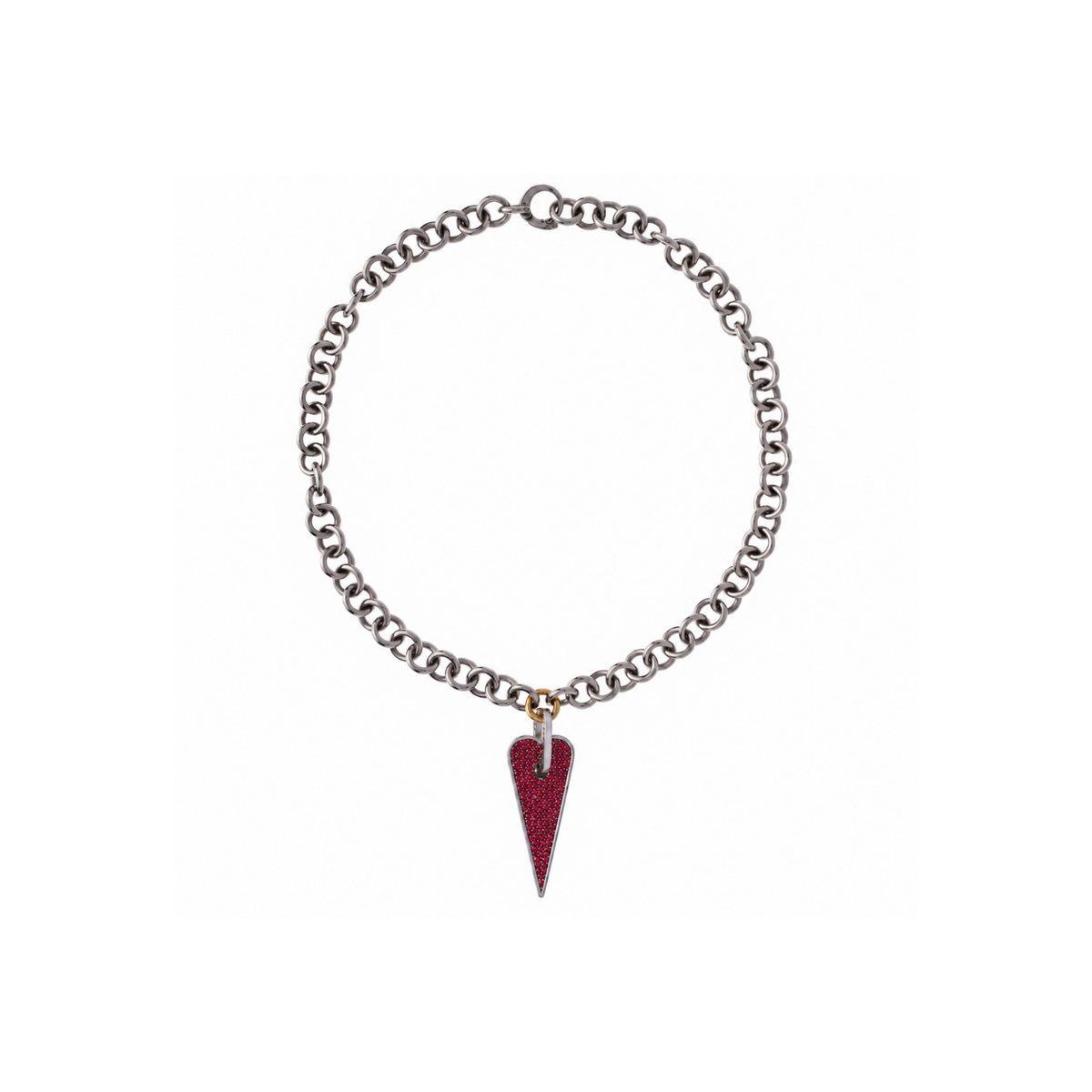 Shining Heart Necklace in Silver and Diamonds