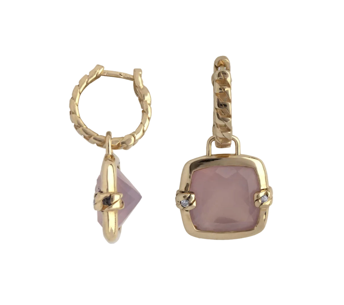 Unique Gold and Natural Stone Earrings