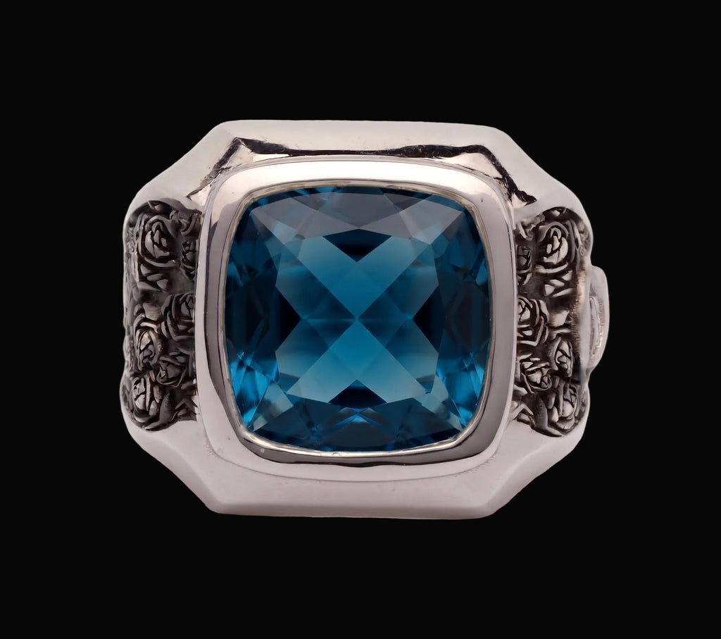 Anello Resilience in argento rodio e rutenio e pietre naturali