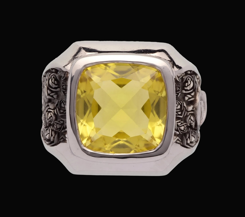 Anello Resilience in argento rodio e rutenio e pietre naturali