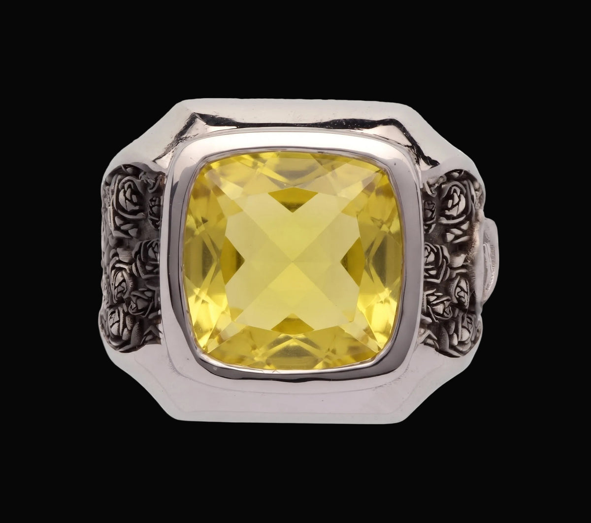 Anello Resilience in argento rodio e rutenio e pietre naturali