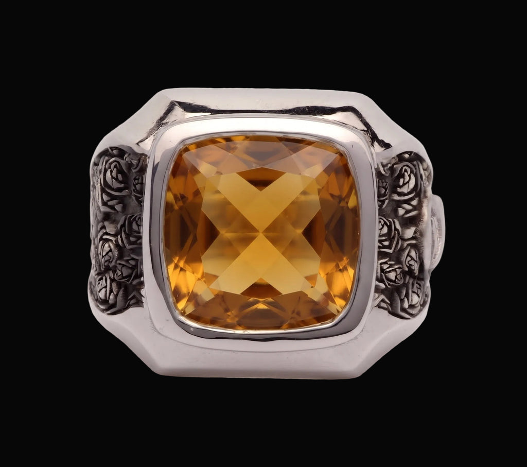 Anello Resilience in argento rodio e rutenio e pietre naturali