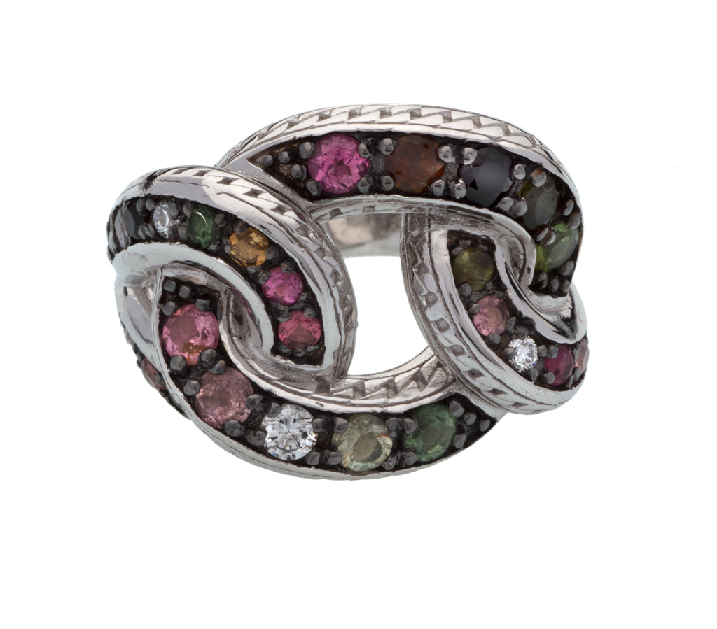 Anello Glitter Argento e tormaline