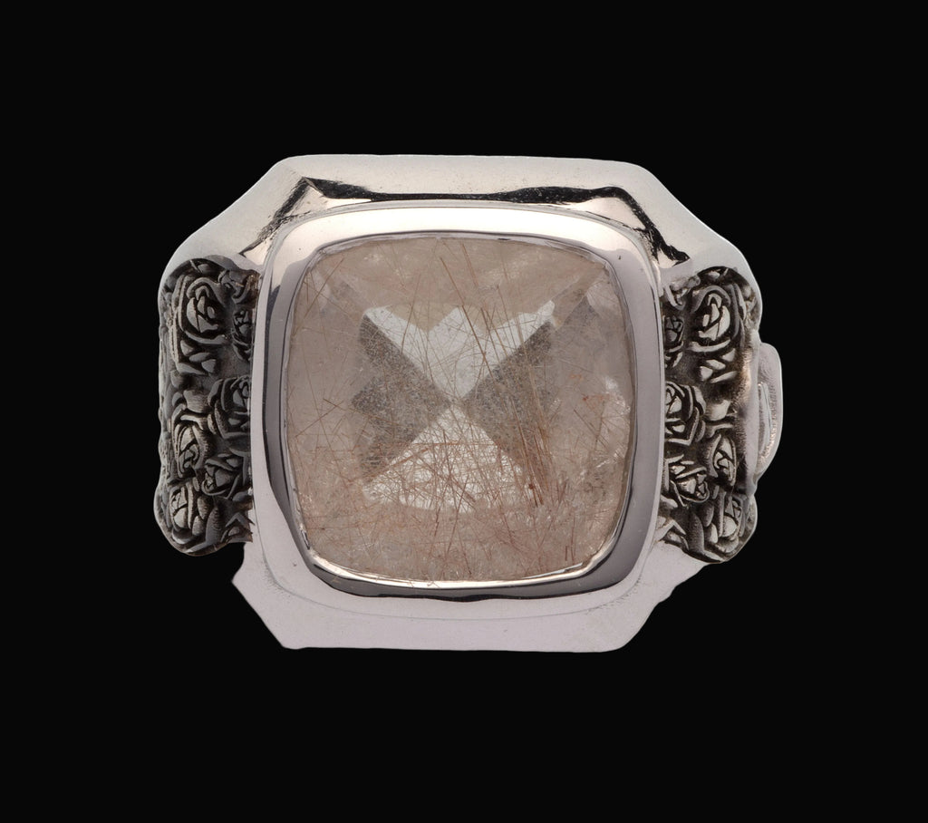 Anello Resilience in argento rodio e rutenio e pietre naturali