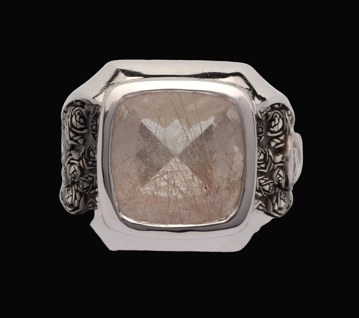 Anello Resilience in argento rodio e rutenio e pietre naturali