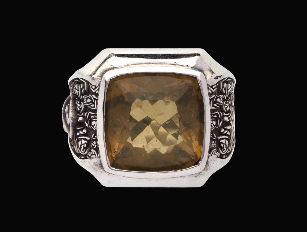 Anello Resilience in argento rodio e rutenio e pietre naturali