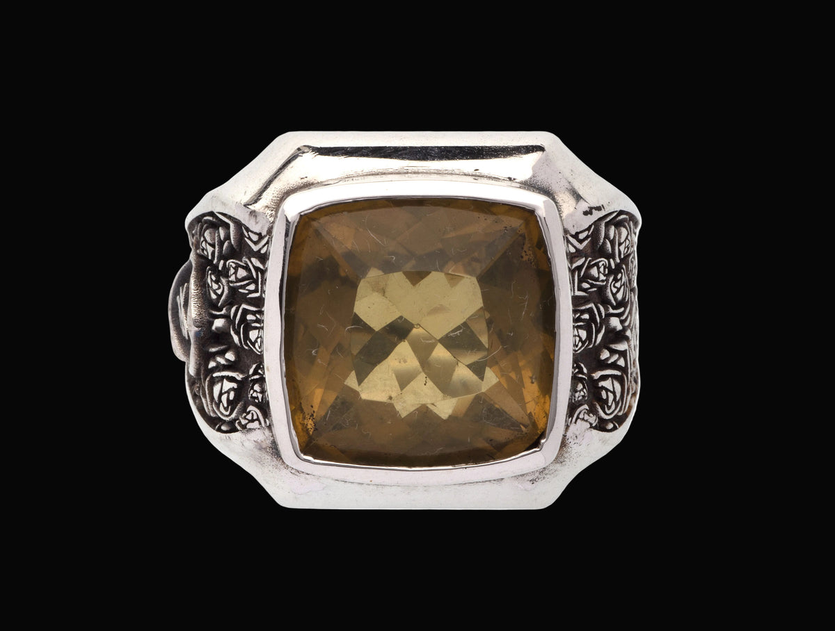 Anello Resilience in argento rodio e rutenio e pietre naturali
