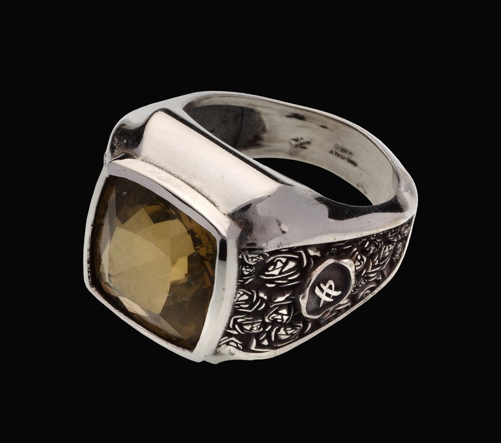 Anello Resilience in argento rodio e rutenio e pietre naturali