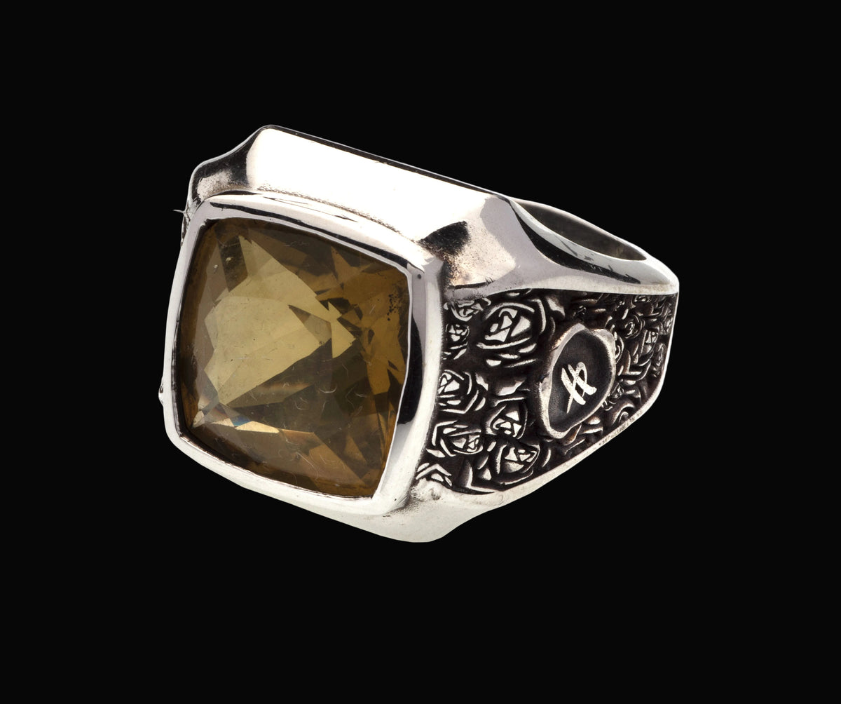 Anello Resilience in argento rodio e rutenio e pietre naturali