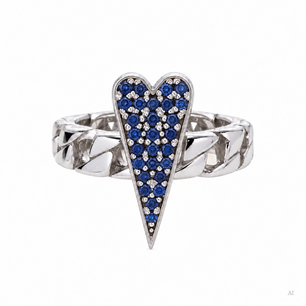 Anello Shining Heart fedina in Argento e pietre preziose