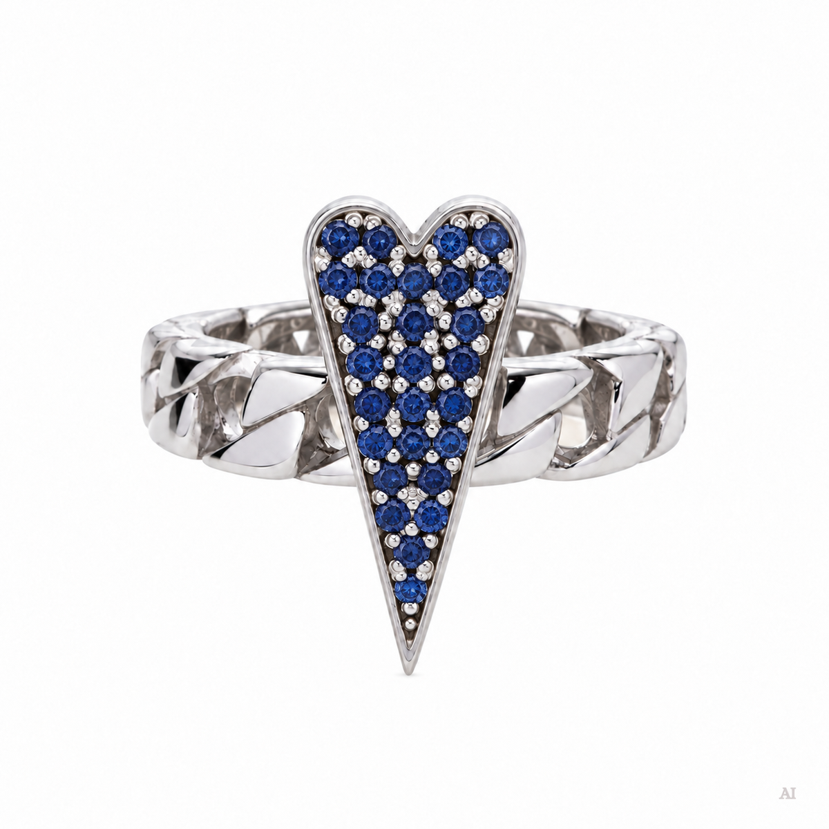 Anello Shining Heart fedina in Argento e pietre preziose