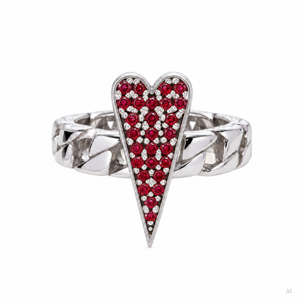 Anello Shining Heart fedina in Argento e pietre preziose