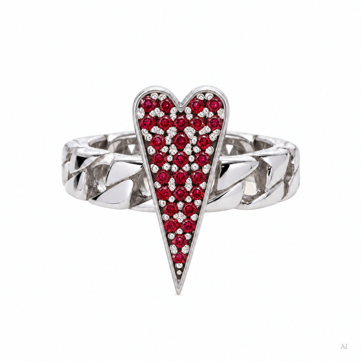 Anello Shining Heart fedina in Argento e pietre preziose