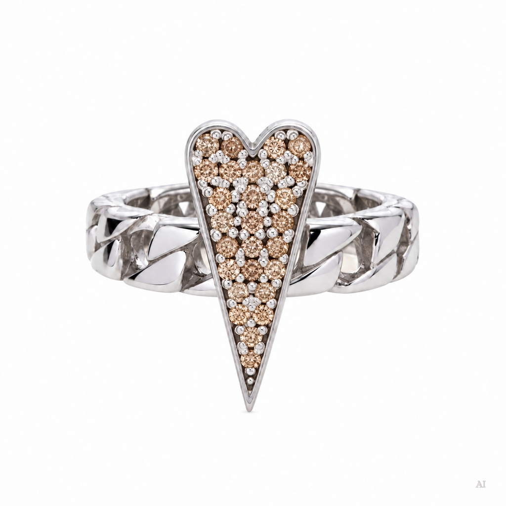 Anello Shining Heart fedina in Argento e pietre preziose