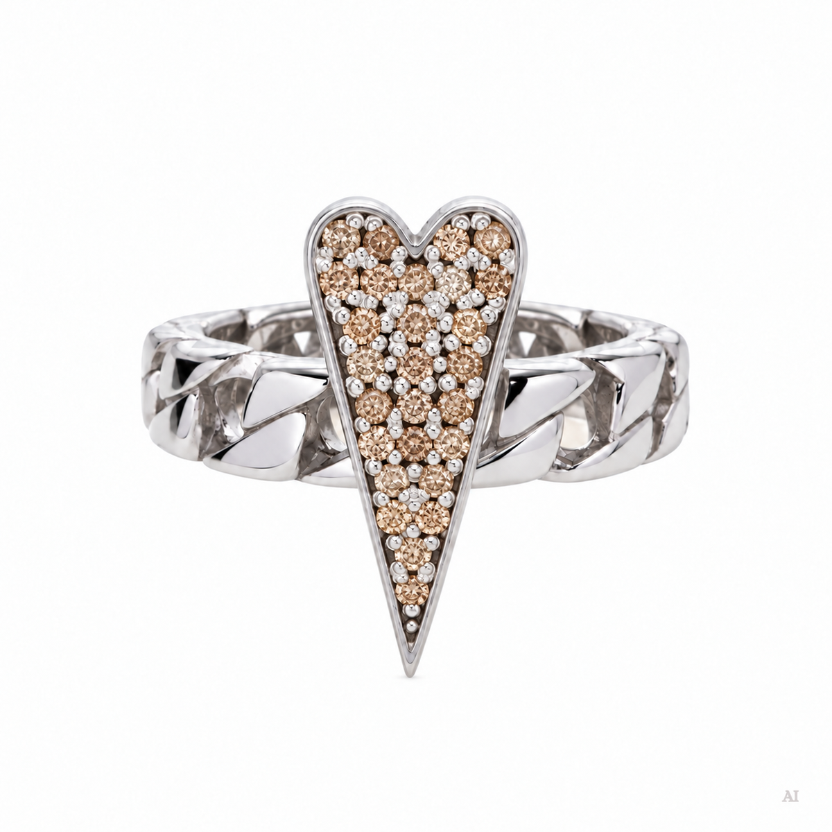 Anello Shining Heart fedina in Argento e pietre preziose