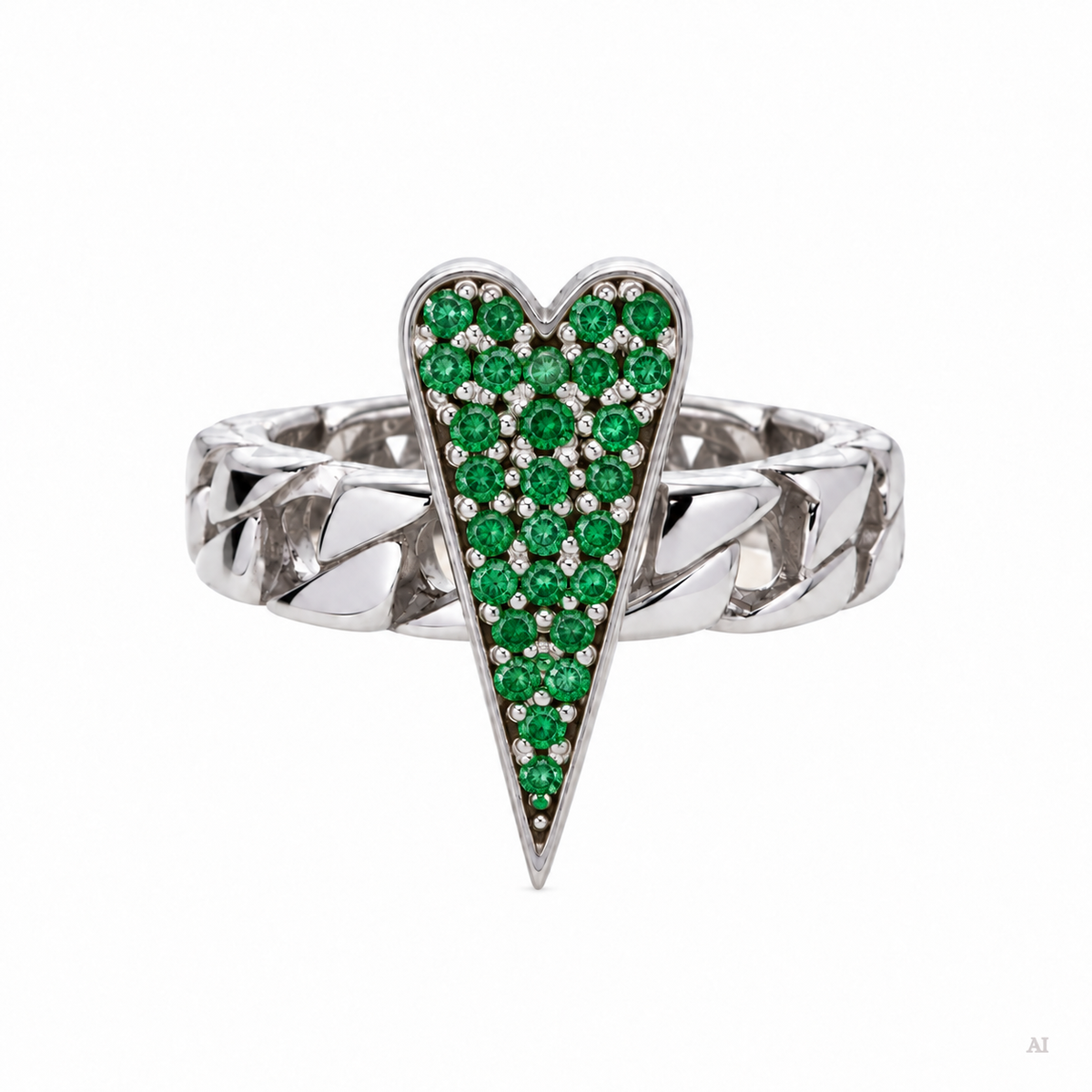 Anello Shining Heart fedina in Argento e pietre preziose