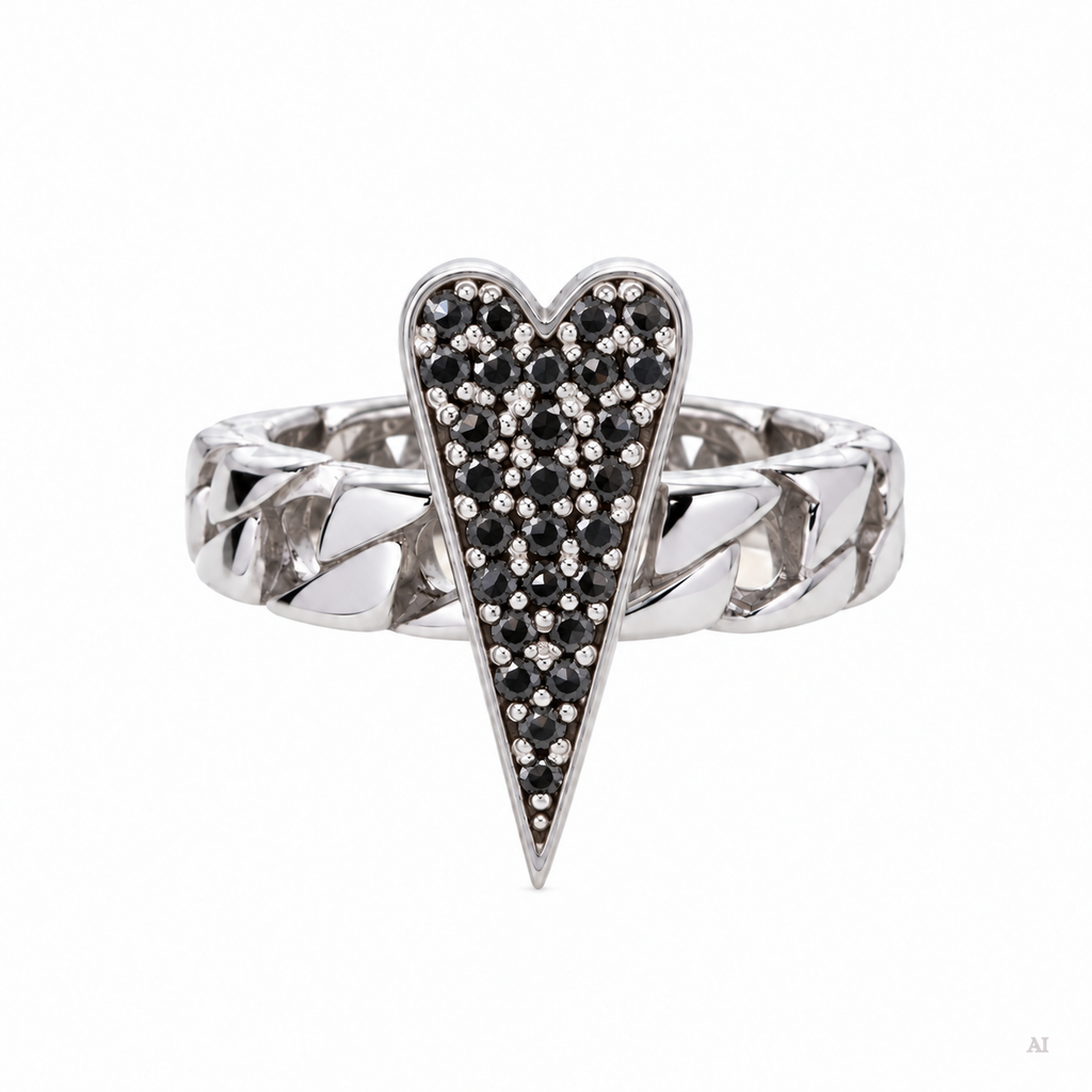 Anello Shining Heart fedina in Argento e pietre preziose