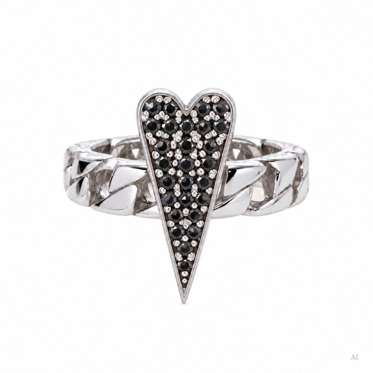Anello Shining Heart fedina in Argento e pietre preziose